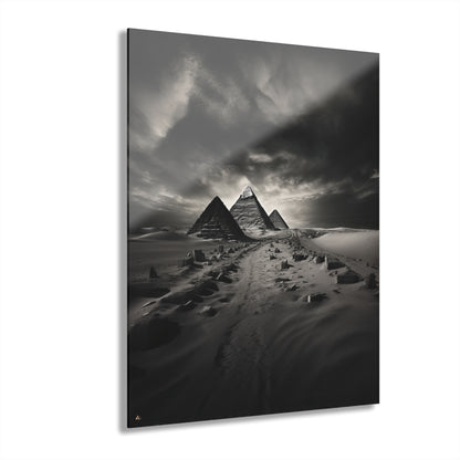 Pyramid Row, Black and White, Landscape Concept Style, Acrylic Wall Art