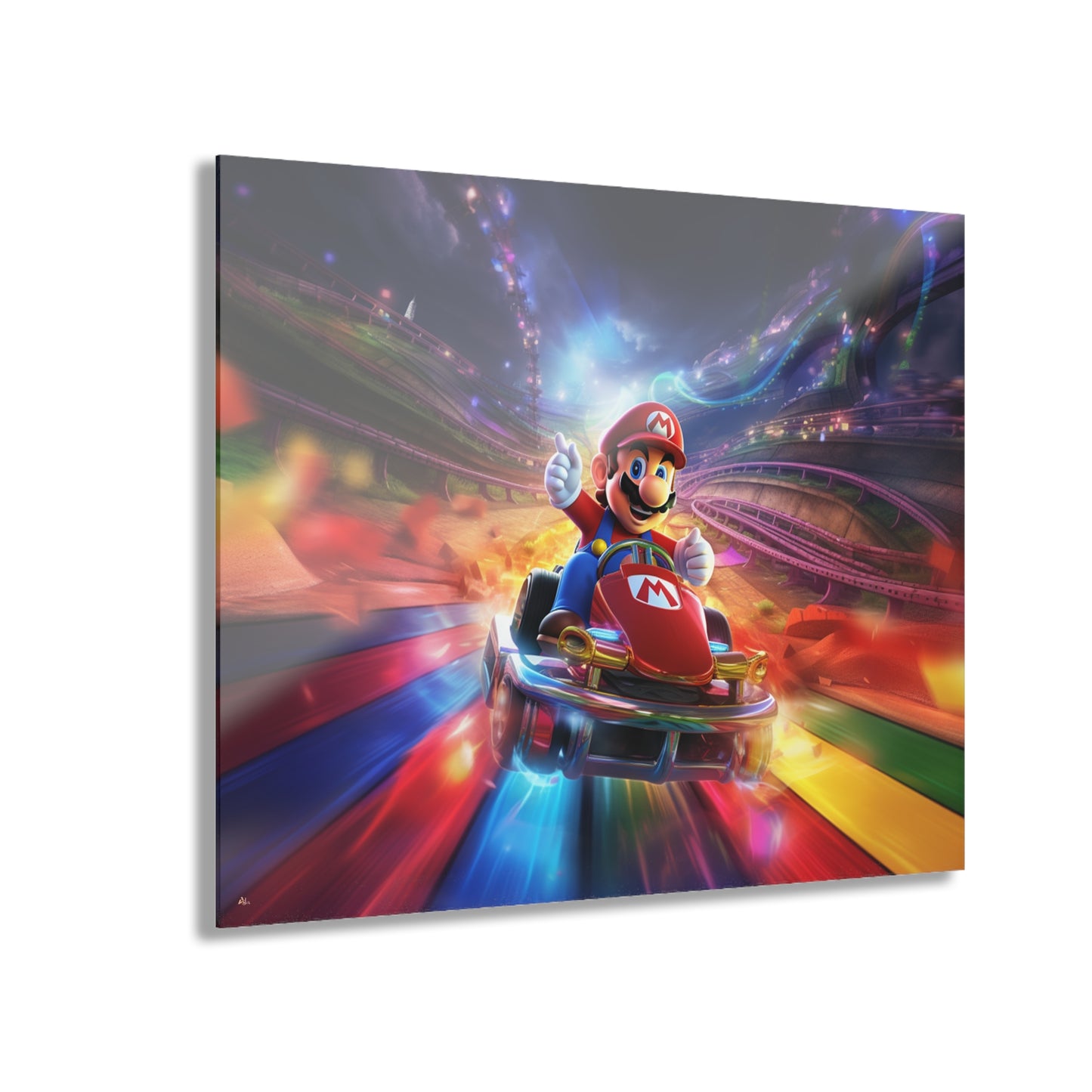 Rainbow Road, Mario, Video Game Color Splash, Concept Style, Acrylic Wall Art