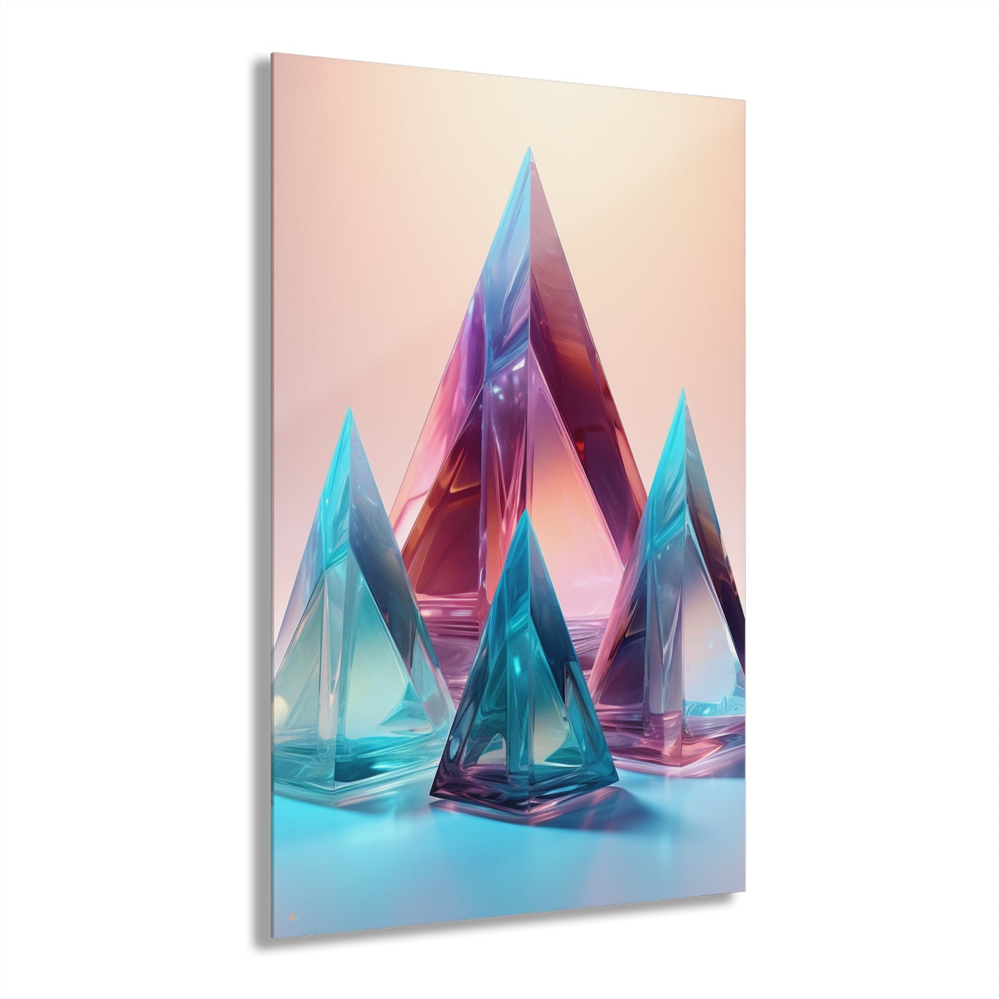 Crystal Pyramids, No Background, Abstract Concept Style, Acrylic Wall Art