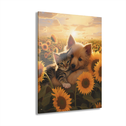 Best Friends, Cat and Dog, Animal Concept Style, Acrylic Wall Art