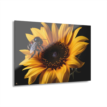 Bumblebee Sunflower, No Background Concept, Acrylic Wall Art