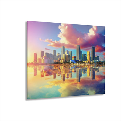 Miami Sunset, Landscape, Color Splash, Concept Style, Acrylic Wall Art