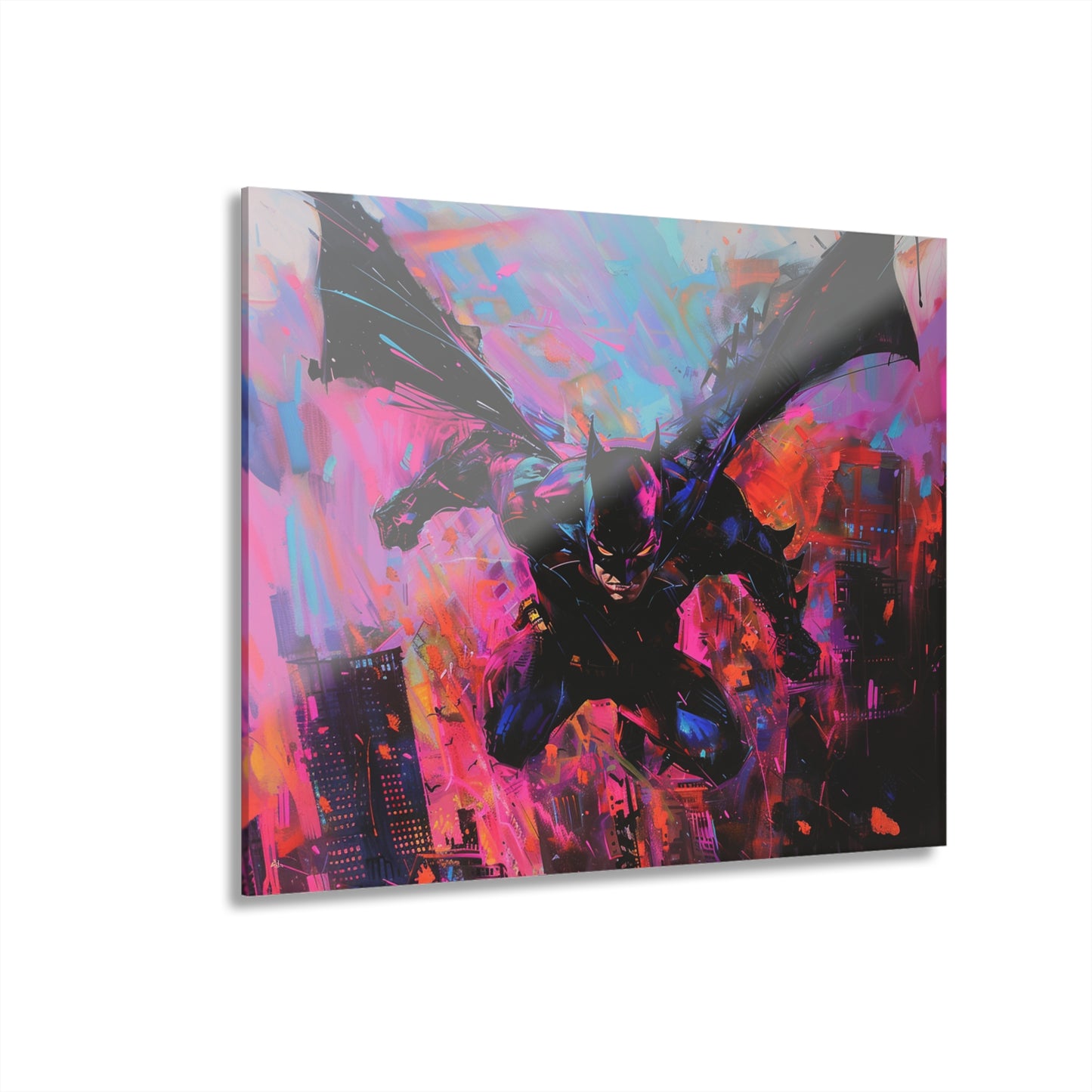 Abstract Knight: Picasso's Gotham Glide, Fan Concept Batman, Acrylic Wall Art