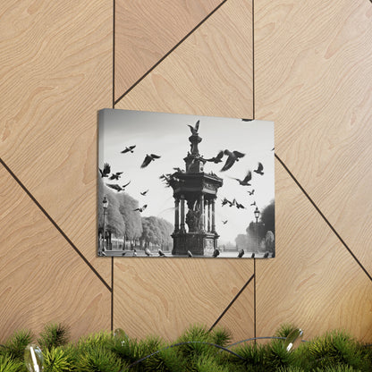 Fountain flock Canvas Art