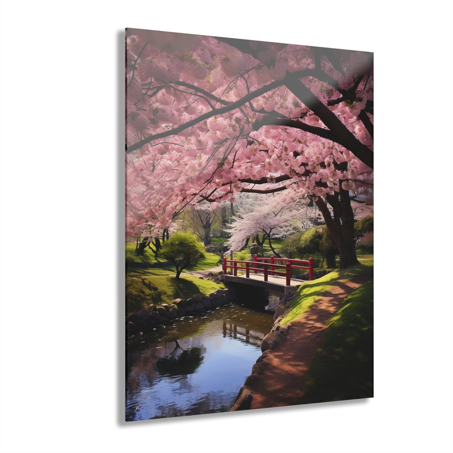 Cherry Park, Landscape, Cherry Blossom, Concept, Acrylic Wall Art