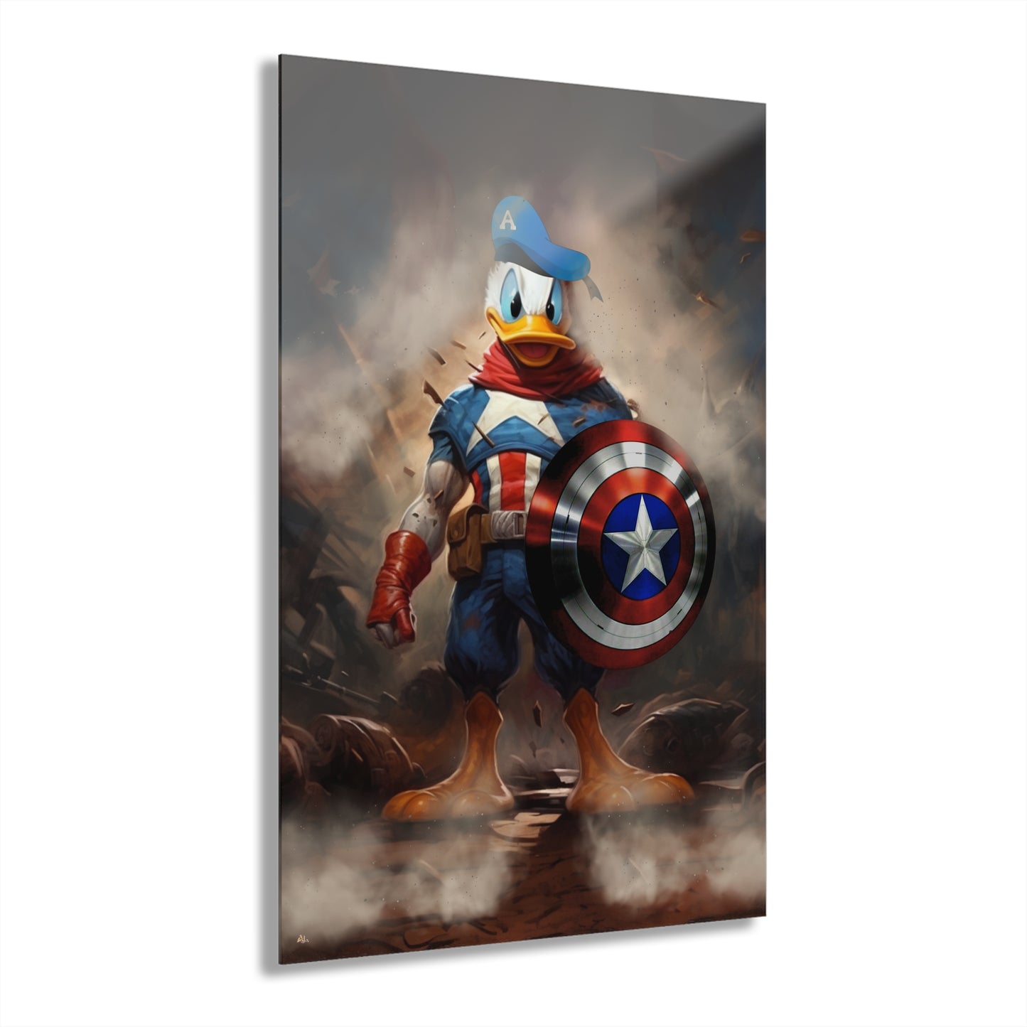 Captain America Duck, Pop Culture, Concept Style, Acrylic Wall Art