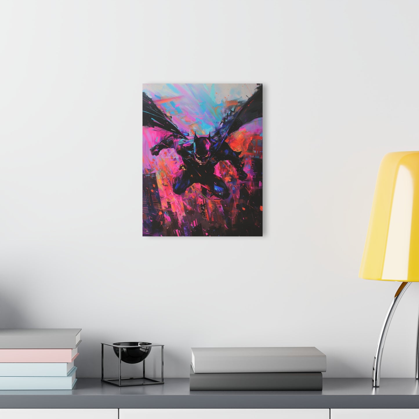 Abstract Knight: Picasso's Gotham Glide, Fan Concept Batman, Acrylic Wall Art