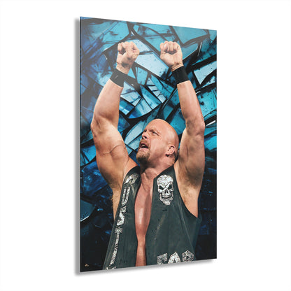 Stone Cold Steve Austin, Concept Style, Broken Glass Background, Acrylic Wall Art