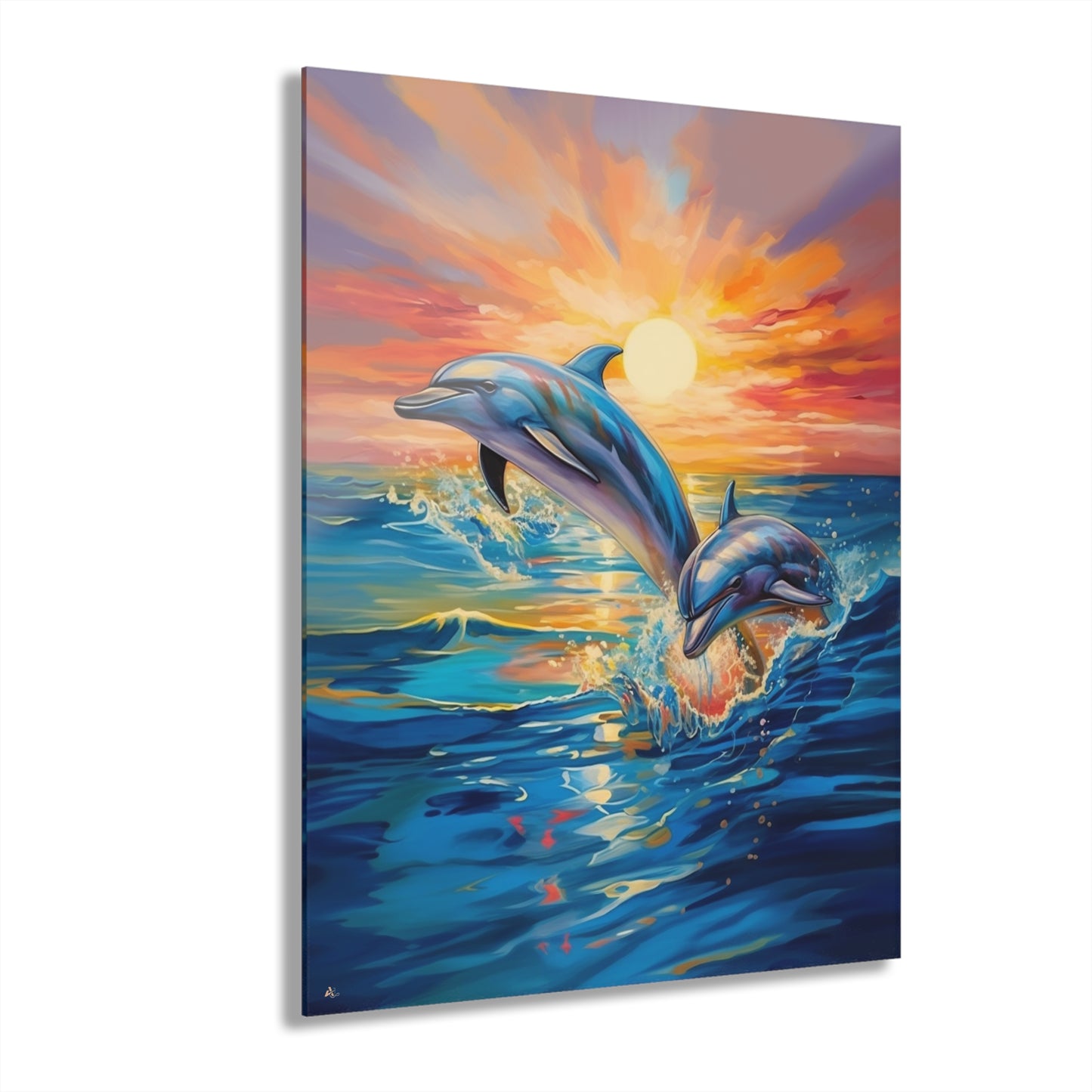 Dolphin Sunset, Animal Concept Style, Acrylic Wall Art