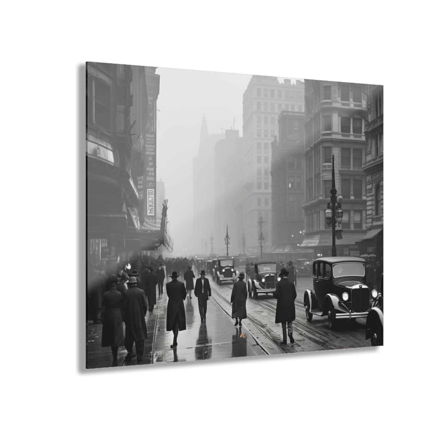 1900's City, Black and White Concept Style, Acrylic Wall Art