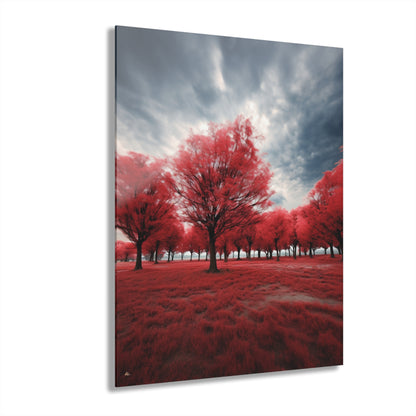 Red Bloom, Landscape, Concept, Acrylic Wall Art