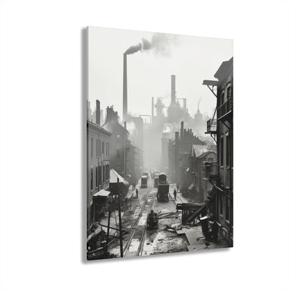 Industrial City, Black and White, Concept Style, Acrylic Wall Art