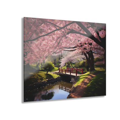 Cherry Park, Landscape, Cherry Blossom, Concept, Acrylic Wall Art