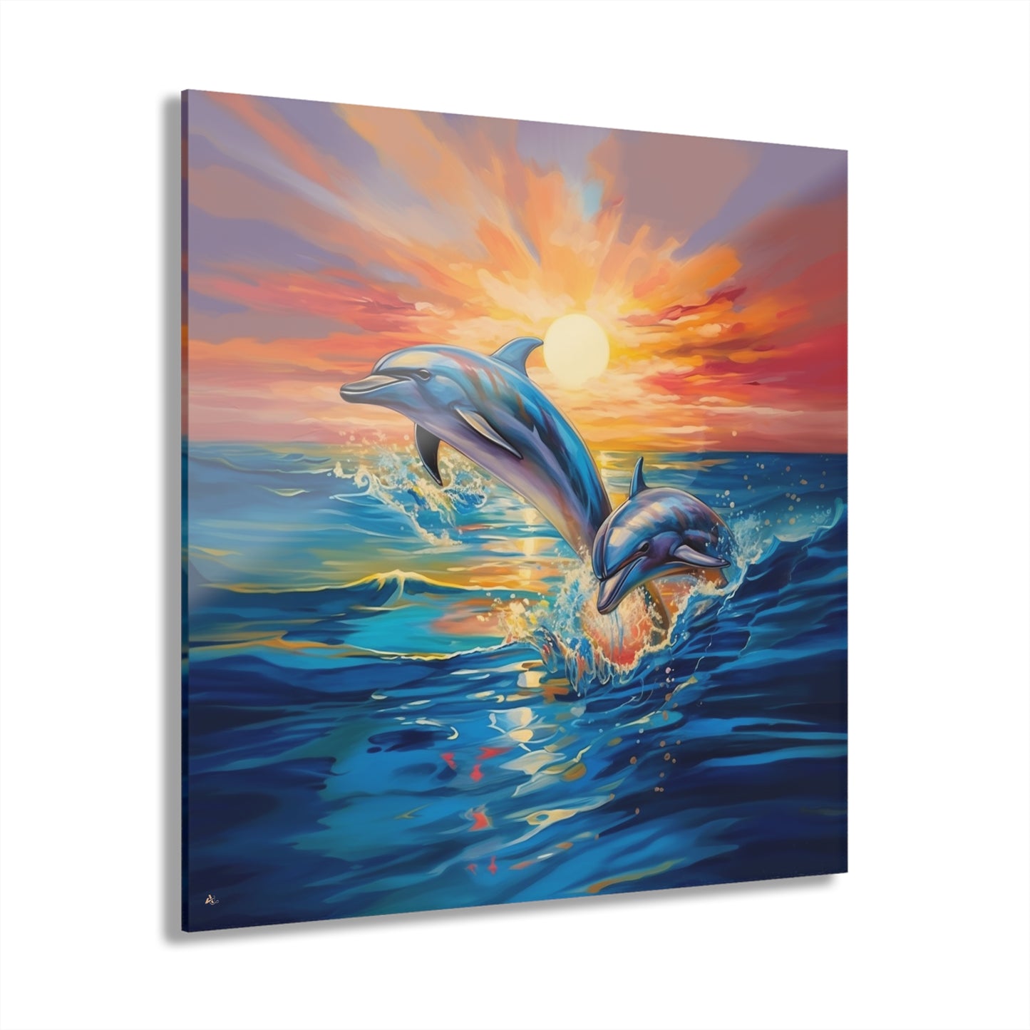 Dolphin Sunset, Animal Concept Style, Acrylic Wall Art