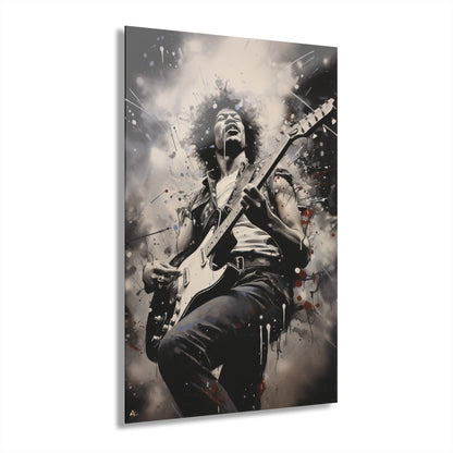 Jimmy Hendrix Concept Style, Black and White, Acrylic Wall Art