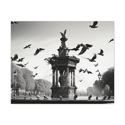 Fountain flock Canvas Art