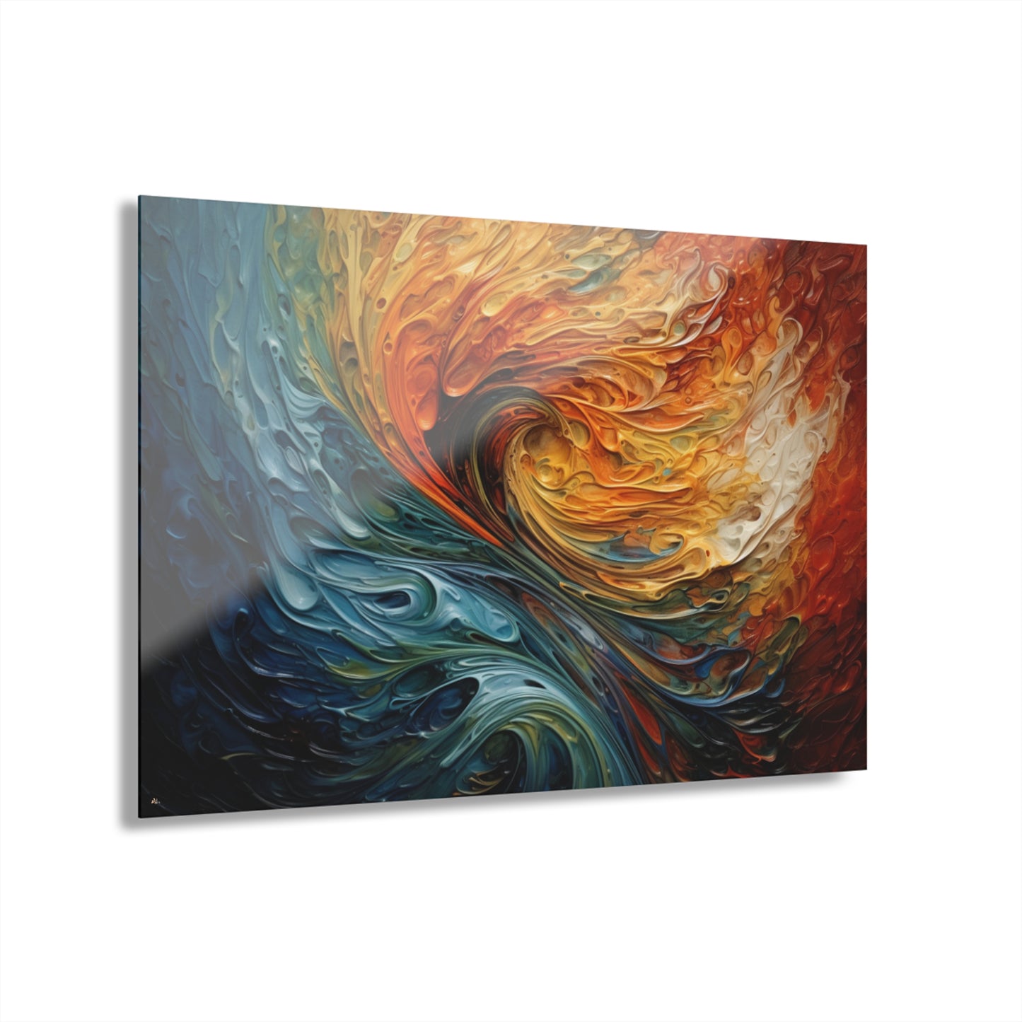 Water and Fire, Abstract, Concept, Acrylic Wall Art