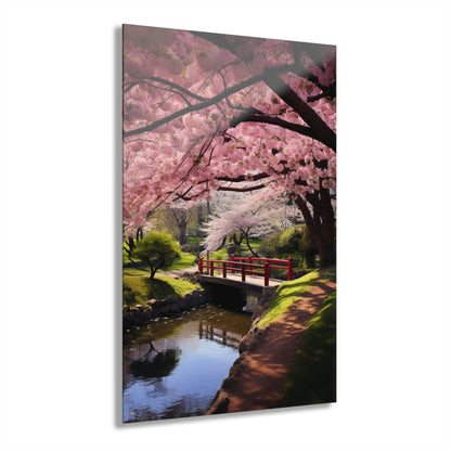 Cherry Park, Landscape, Cherry Blossom, Concept, Acrylic Wall Art