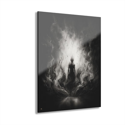 Flame Walker, Black and White, Concept Style, Acrylic Wall Art