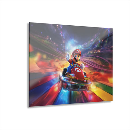 Rainbow Road, Mario, Video Game Color Splash, Concept Style, Acrylic Wall Art