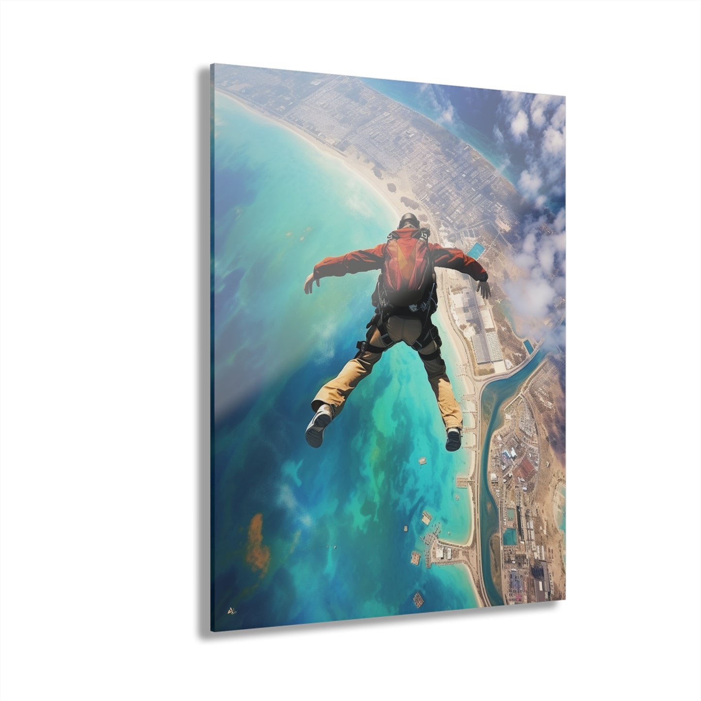 Freefall, Skydiving, Landscape Concept Style, Acrylic Wall Art