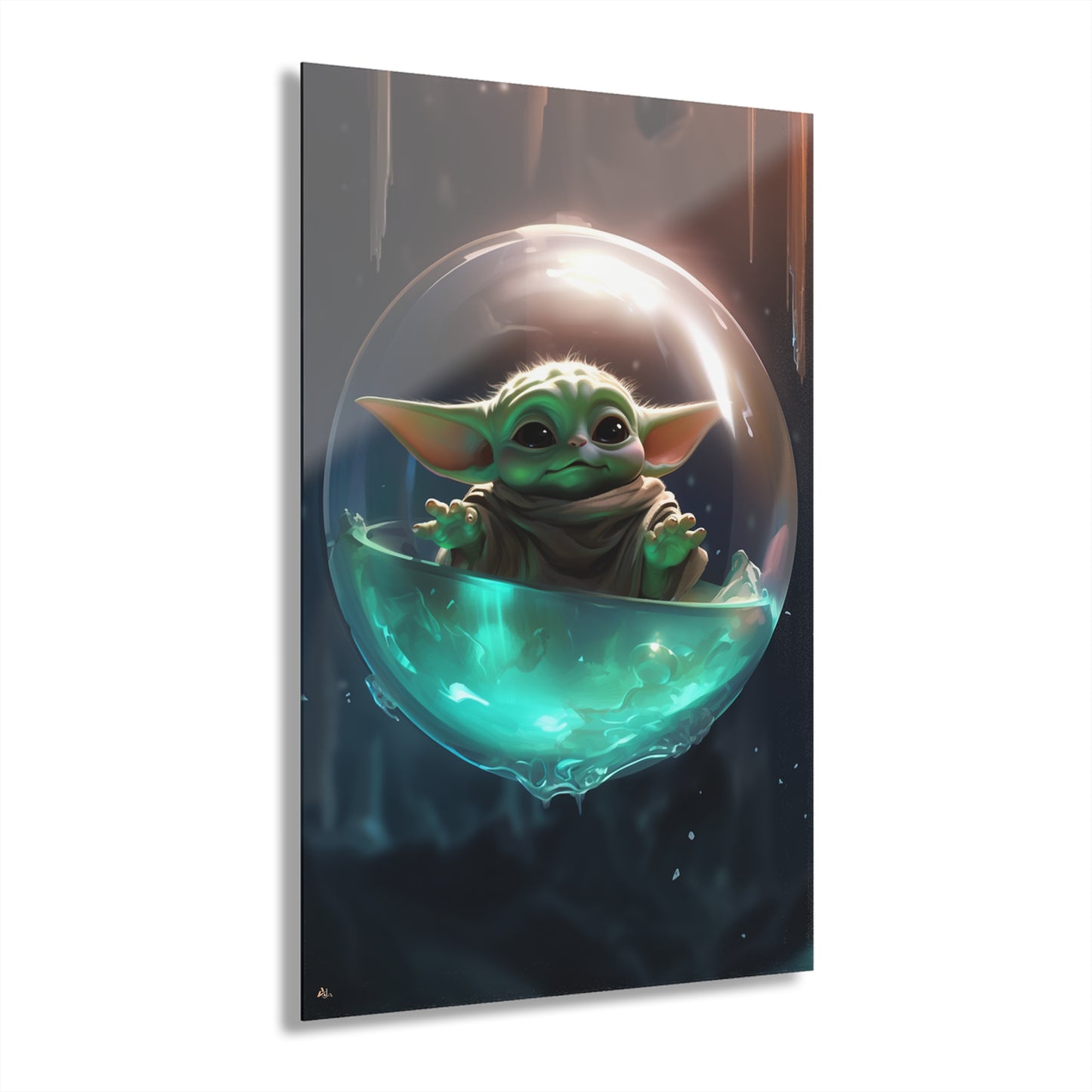 Bubble Boy Grogu, Pop Culture, Concept Style, Acrylic Wall Art