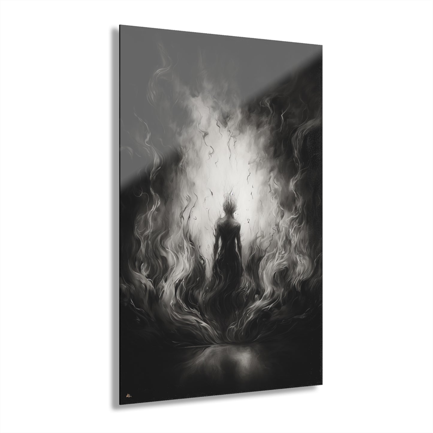 Flame Walker, Black and White, Concept Style, Acrylic Wall Art