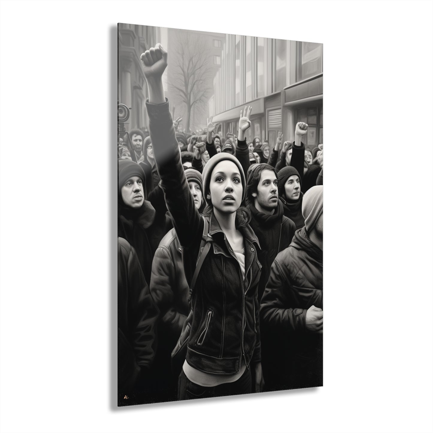 Protest, Black and White Concept Style, Acrylic Wall Art