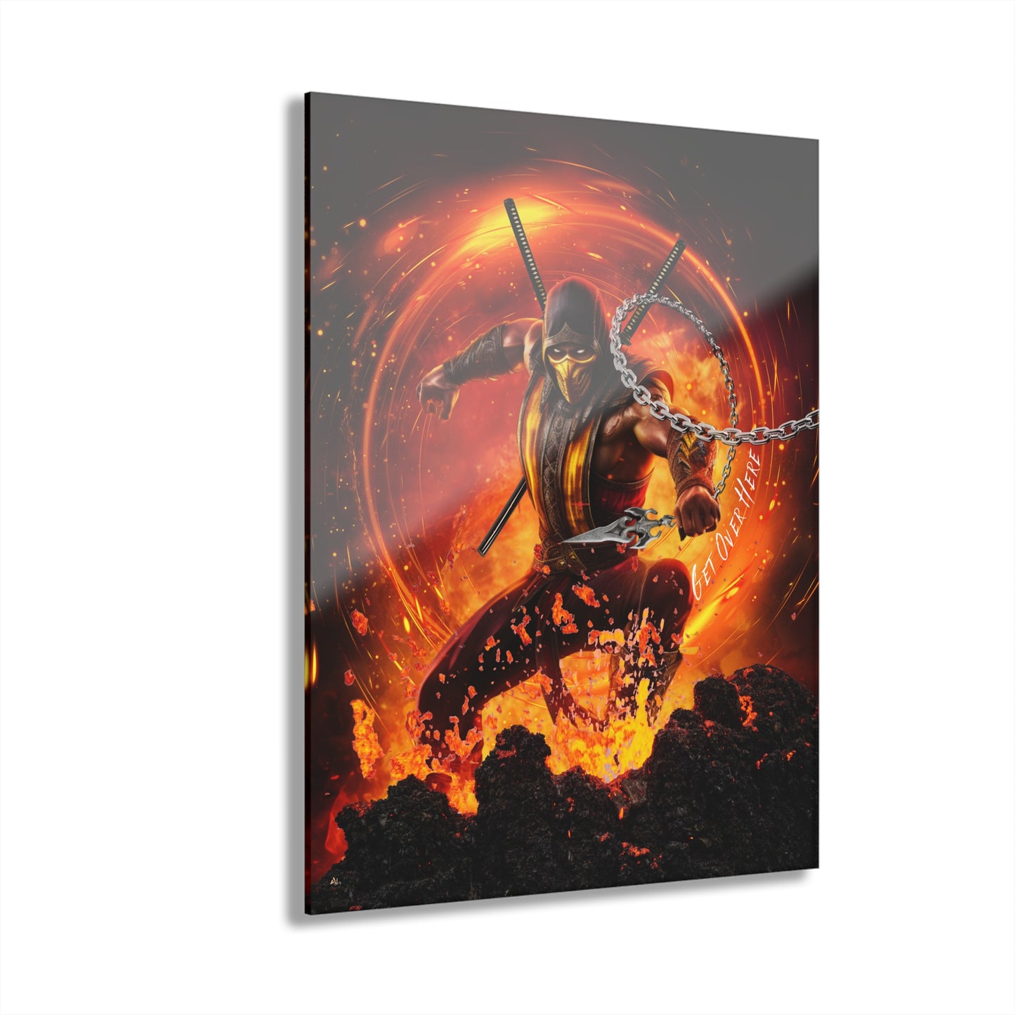 Get Over Here, Scorpion, Mortal Kombat, Video Game, Color Splash, Concept Style, Acrylic Wall Art