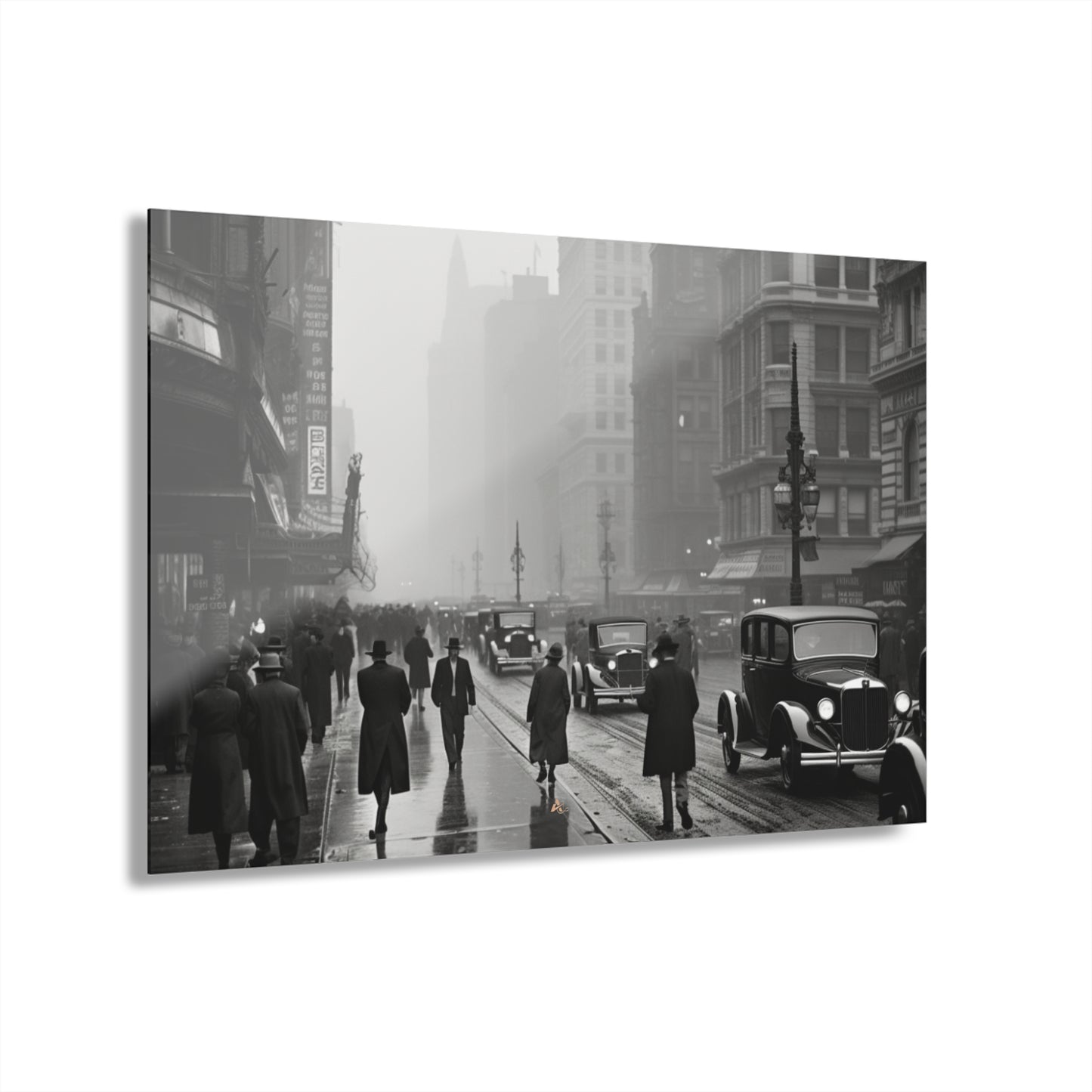 1900's City, Black and White Concept Style, Acrylic Wall Art