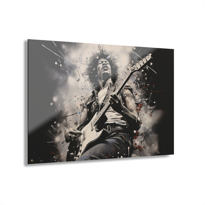 Jimmy Hendrix Concept Style, Black and White, Acrylic Wall Art