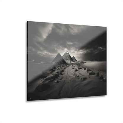 Pyramid Row, Black and White, Landscape Concept Style, Acrylic Wall Art