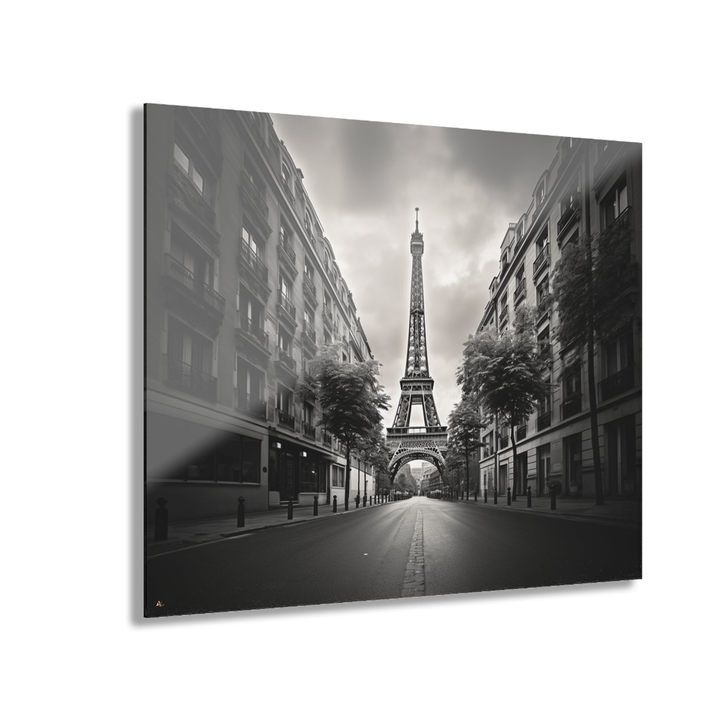 Tower Road, Black and White, Landscape Concept Style, Acrylic Wall Art