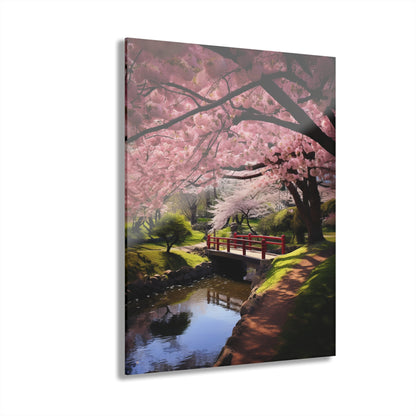 Cherry Park, Landscape, Cherry Blossom, Concept, Acrylic Wall Art