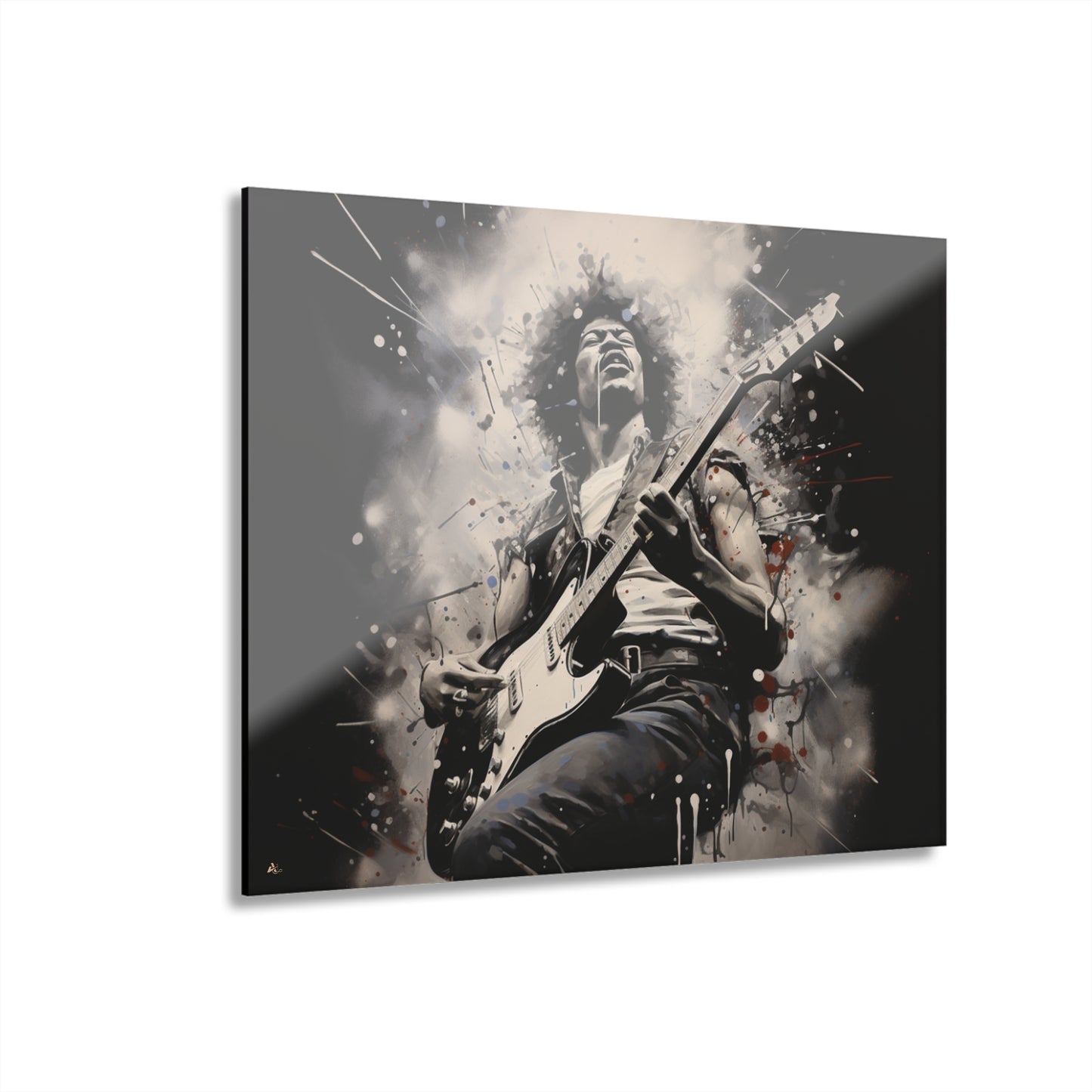 Jimmy Hendrix Concept Style, Black and White, Acrylic Wall Art