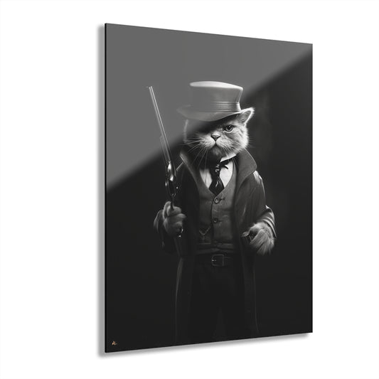 Meow Mobster, No Background, Cat, Animal Concept Style, Acrylic Wall Art