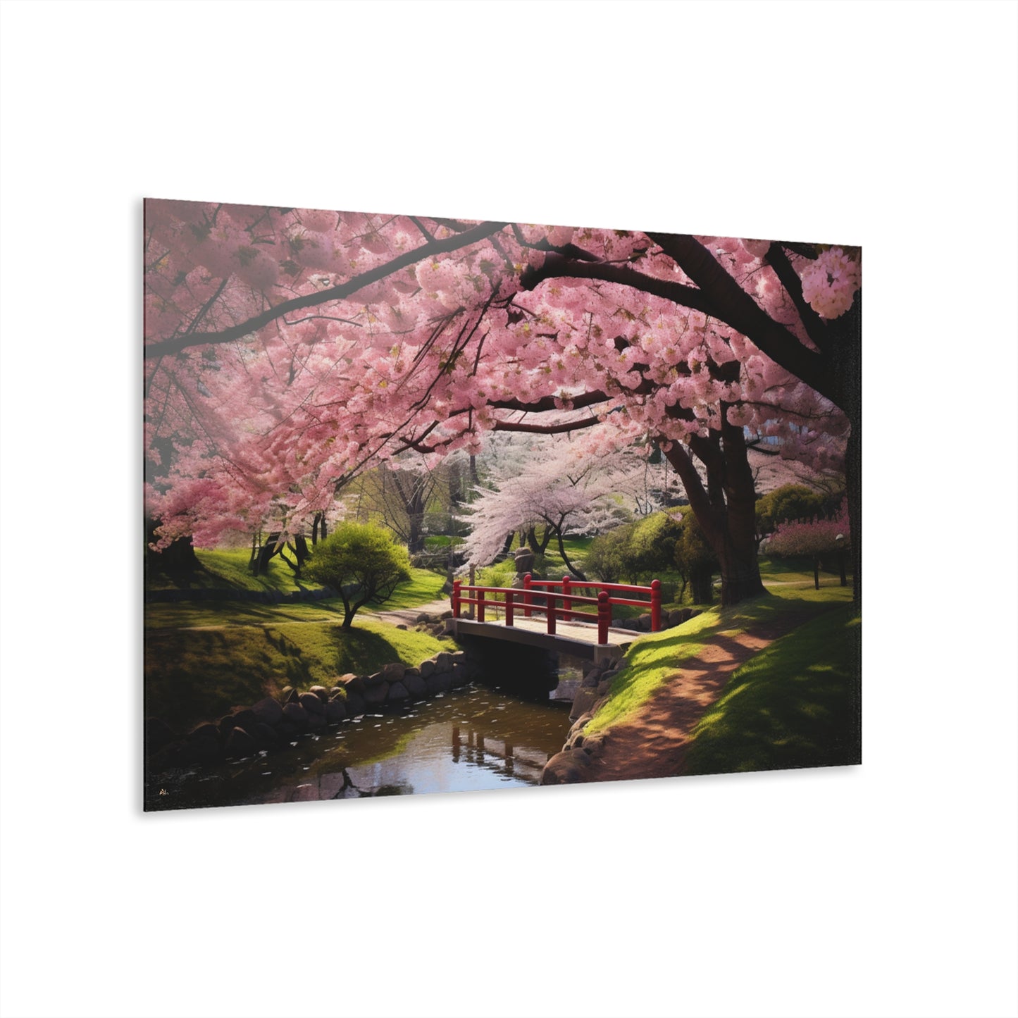 Cherry Park, Landscape, Cherry Blossom, Concept, Acrylic Wall Art