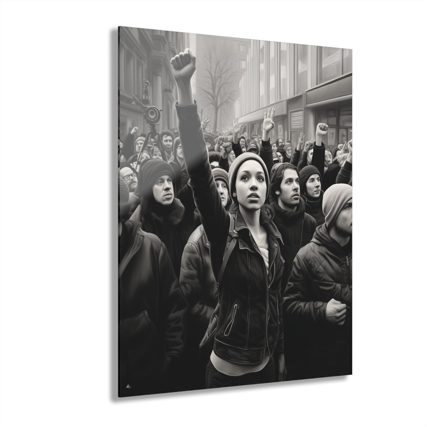 Protest, Black and White Concept Style, Acrylic Wall Art