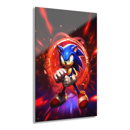 Sonic Red, Video Game, color Splash, Concept Style, Acrylic Wall Art