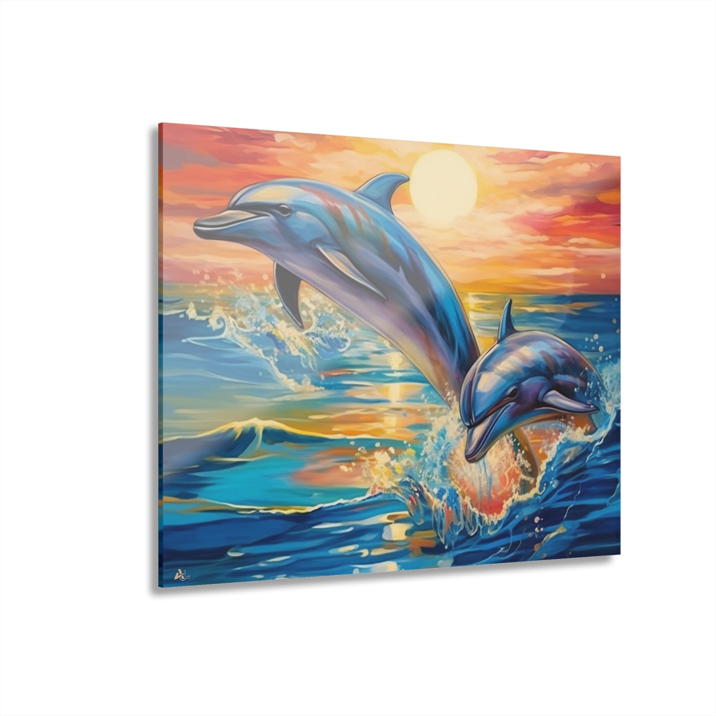 Dolphin Sunset, Animal Concept Style, Acrylic Wall Art