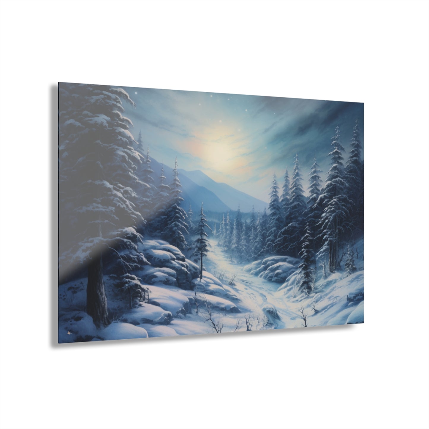 Moonlit Snow, Landscape Concept Style, Acrylic Wall Art