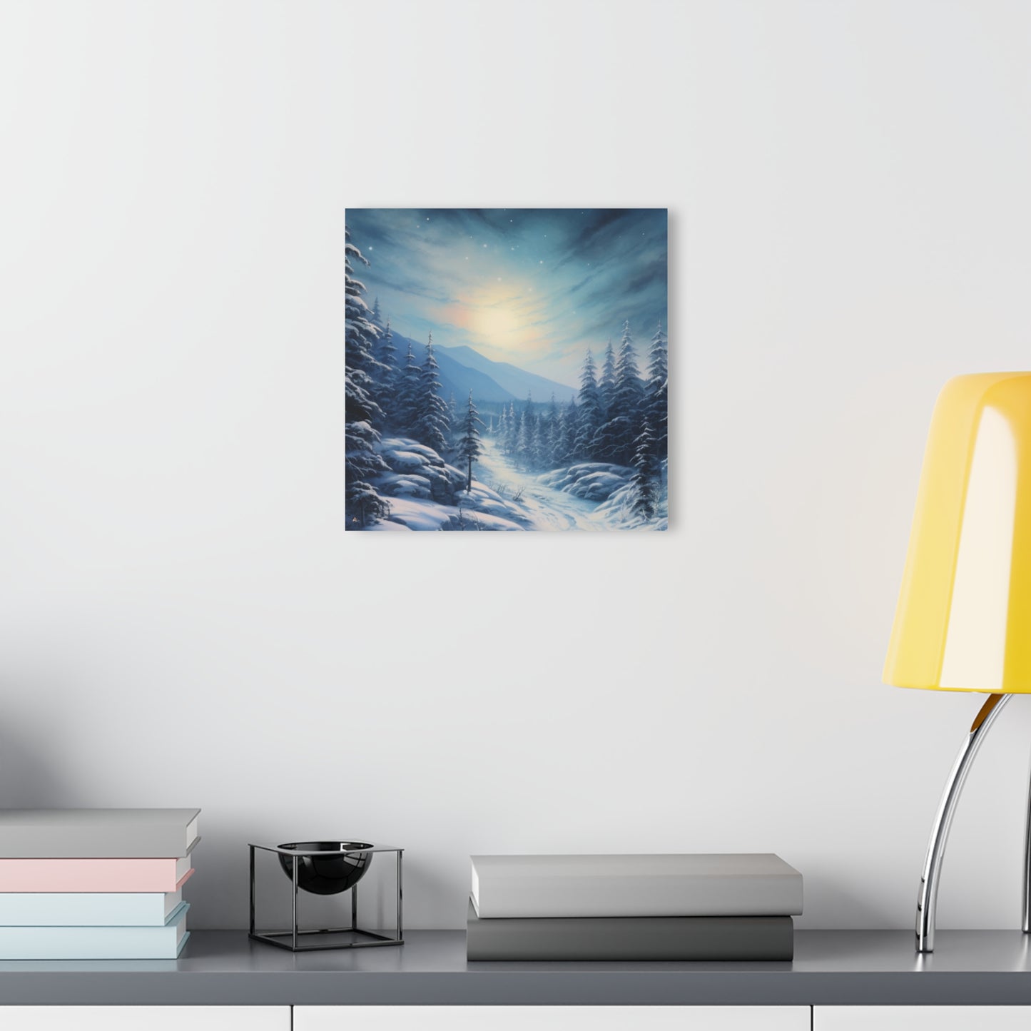 Moonlit Snow, Landscape Concept Style, Acrylic Wall Art