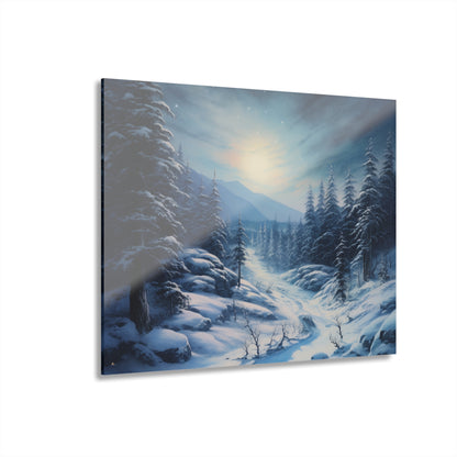 Moonlit Snow, Landscape Concept Style, Acrylic Wall Art