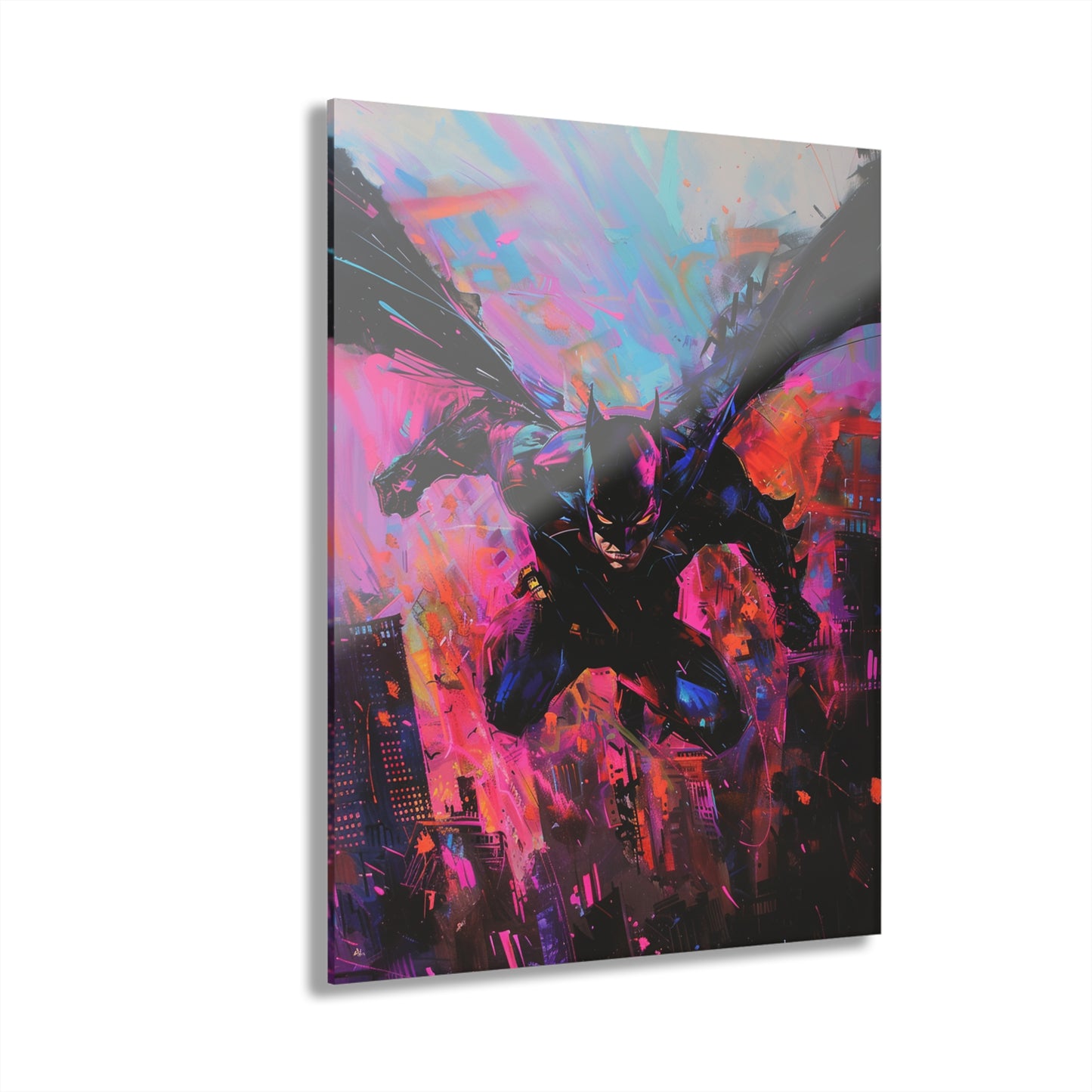 Abstract Knight: Picasso's Gotham Glide, Fan Concept Batman, Acrylic Wall Art