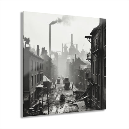 Industrial City, Black and White, Concept Style, Acrylic Wall Art