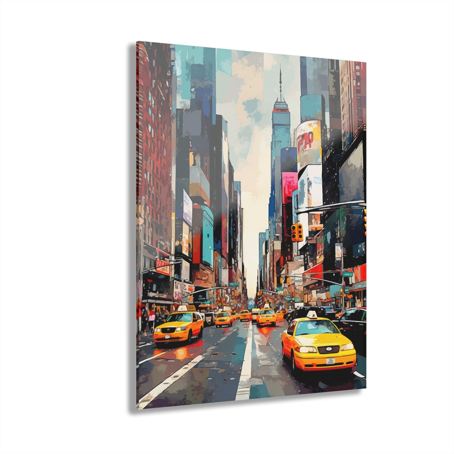 NYC Street, Abstract Concept Style, Acrylic Wall Art