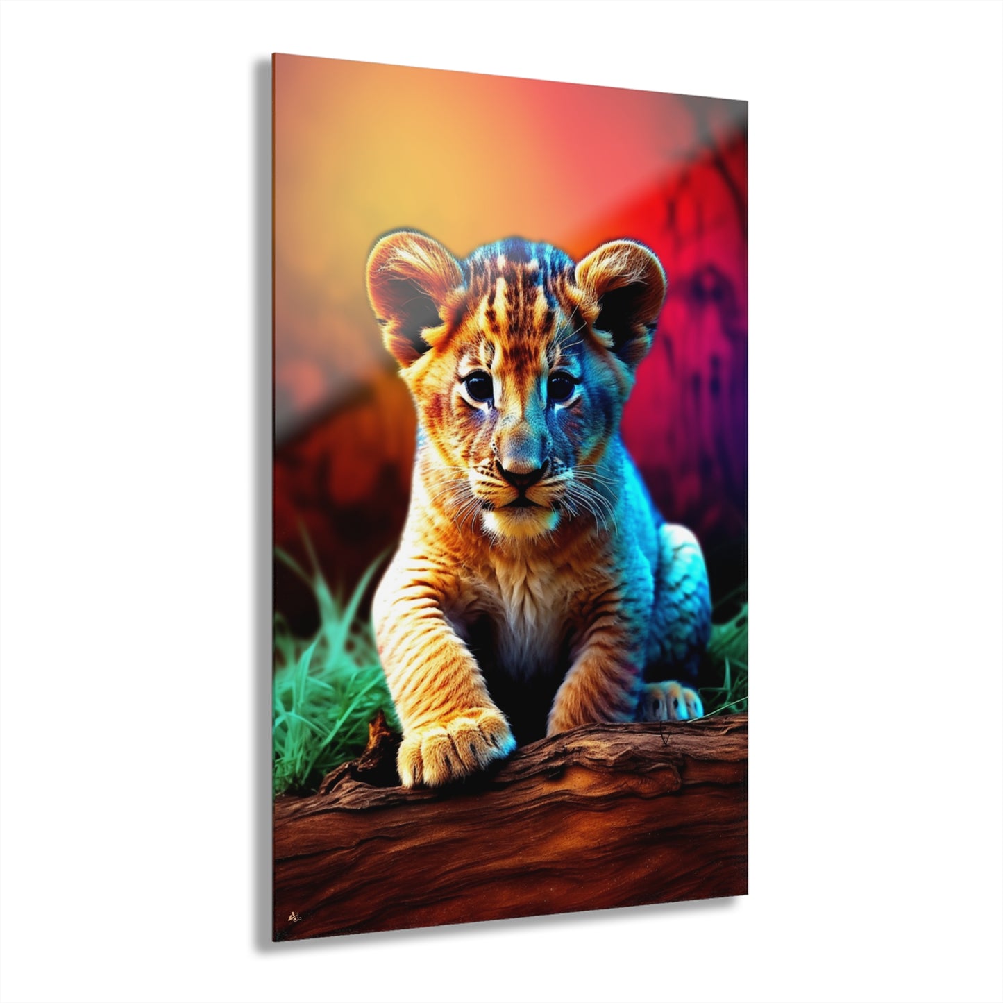 Prince of the Jungle, Lion Cub, Animal Concept Style, Acrylic Wall Art