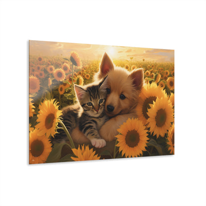 Best Friends, Cat and Dog, Animal Concept Style, Acrylic Wall Art