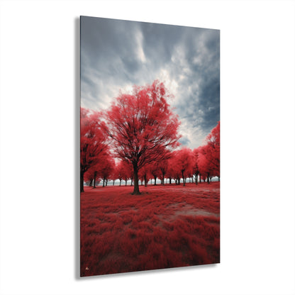 Red Bloom, Landscape, Concept, Acrylic Wall Art