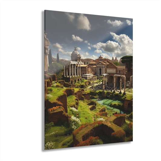 Rome Garden, Landscape, Concept, Acrylic Wall Art